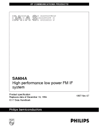 Datasheet SA604 manufacturer Philips