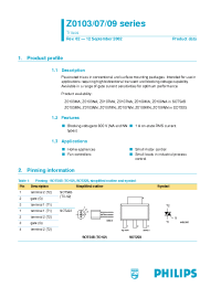 Datasheet Z0109MA manufacturer Philips