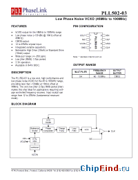 Datasheet PLL502-03HSC manufacturer PhaseLink