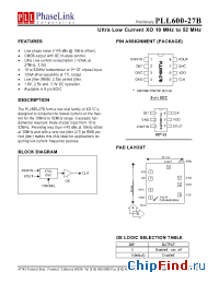 Datasheet PLL600-27BTCL-R manufacturer PhaseLink