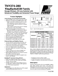 Datasheet TNY276PTL manufacturer Power Integrations