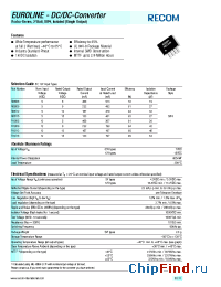 Datasheet R12I05 manufacturer Recom