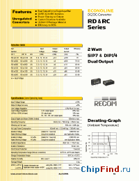 Datasheet RC-1205D manufacturer Recom