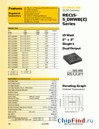 Datasheet REC15-2415DRWBZ manufacturer Recom