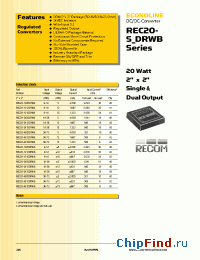Datasheet REC20-1205SRWB manufacturer Recom