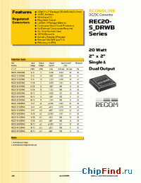 Datasheet REC20-1215DRWB производства Recom