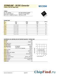 Datasheet RI-0907 manufacturer Recom