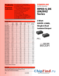 Datasheet RP03-0505SE manufacturer Recom