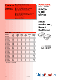 Datasheet RP03-1205SC manufacturer Recom