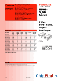 Datasheet RP03-2405DD manufacturer Recom