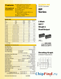 Datasheet RP-0505D manufacturer Recom