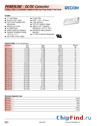 Datasheet RP05-1215DE manufacturer Recom