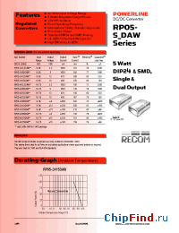 Datasheet RP05-2405SAW manufacturer Recom