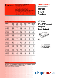 Datasheet RP10-1215DE manufacturer Recom