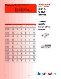 Datasheet RP12-1205DA manufacturer Recom
