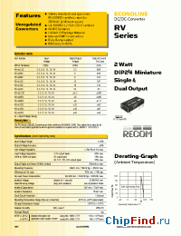 Datasheet RV-1512D manufacturer Recom