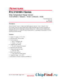 Datasheet R1LV1616H-I manufacturer Renesas