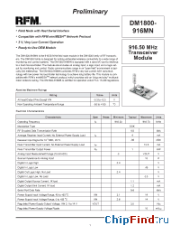 Datasheet DM1800-916MN manufacturer RF Monolithics