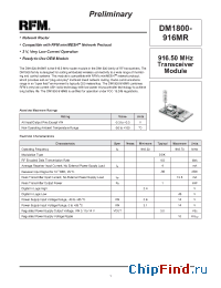 Datasheet DM1800-916MR manufacturer RF Monolithics