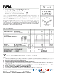 Datasheet RF1181D manufacturer RF Monolithics
