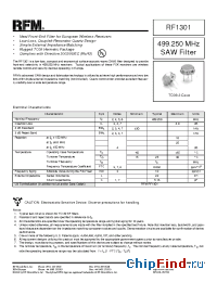 Datasheet RF1301 manufacturer RF Monolithics