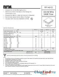 Datasheet RF1401D manufacturer RF Monolithics