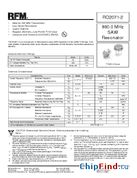 Datasheet RO2071-2 manufacturer RF Monolithics