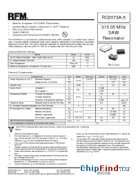 Datasheet RO2073A-5 manufacturer RF Monolithics