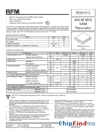 Datasheet RO2101C manufacturer RF Monolithics