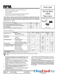Datasheet RO2102A manufacturer RF Monolithics