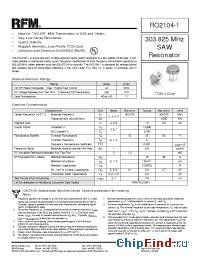 Datasheet RO2104-1 manufacturer RF Monolithics