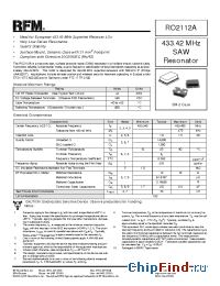 Datasheet RO2112A manufacturer RF Monolithics