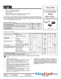 Datasheet RO2135A manufacturer RF Monolithics