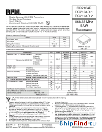 Datasheet RO2164D-1 manufacturer RF Monolithics