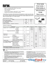Datasheet RO2165A manufacturer RF Monolithics