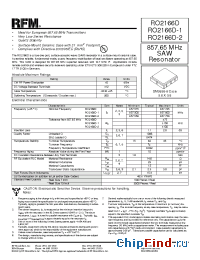 Datasheet RO2166D-1 manufacturer RF Monolithics