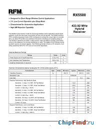 Datasheet RX5500 manufacturer RF Monolithics