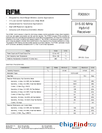 Datasheet RX5501 manufacturer RF Monolithics