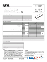 Datasheet SF1062A manufacturer RF Monolithics