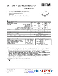 Datasheet SF1102A-1 manufacturer RF Monolithics