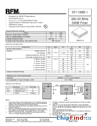 Datasheet SF1189B-1 manufacturer RF Monolithics