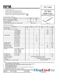 Datasheet SF1194A manufacturer RF Monolithics