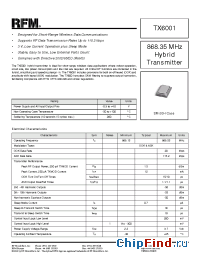 Datasheet TX6001 manufacturer RF Monolithics