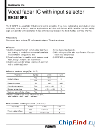 Datasheet BH3810FS manufacturer Rohm