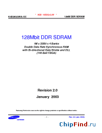 Datasheet K4D26323RA-GC manufacturer Samsung