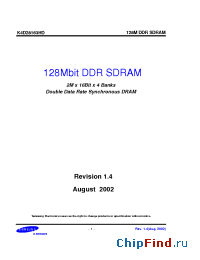 Datasheet K4D28163HD manufacturer Samsung