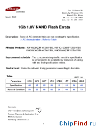 Datasheet K9F1G08Q0M-YIB0 manufacturer Samsung