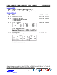 Datasheet KM6164002CJ производства Samsung