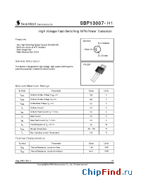 Datasheet SBP13007-H1 manufacturer SemiWell