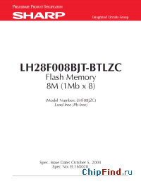 Datasheet LH28F008BJT-BTLZC manufacturer SHARP